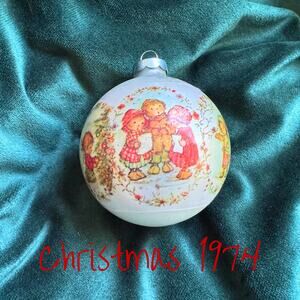 Vintage 1974 Hallmark Betsy Clark Glass Christmas Ornament